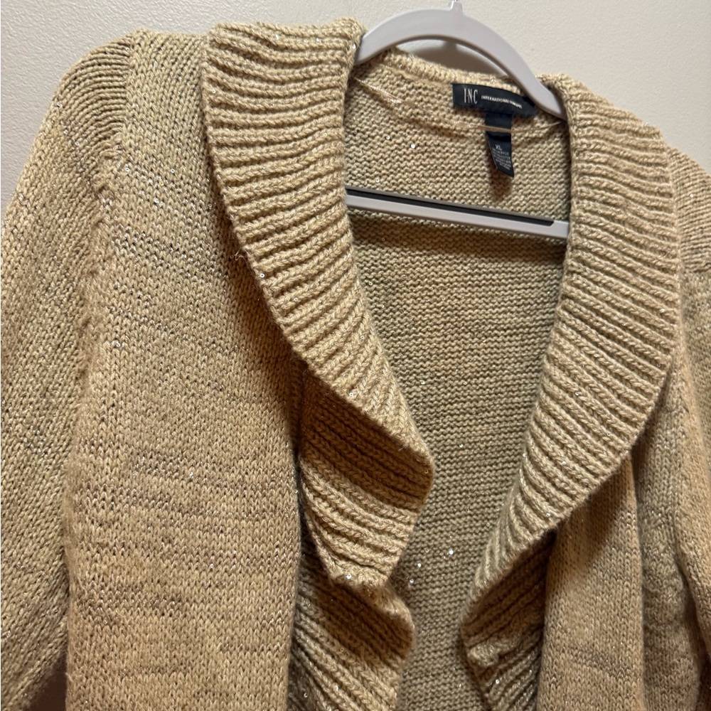 Sparkly Gold/Tan INC Cardigan - Picture 2 of 7